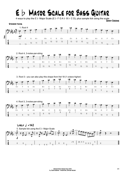 Eb Major Scale for Bass Guitar (4 Ways to Play) image number null