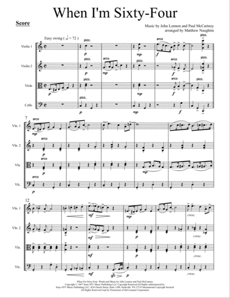 When I'm Sixty-Four String Quartet scores gallery preview page 2
