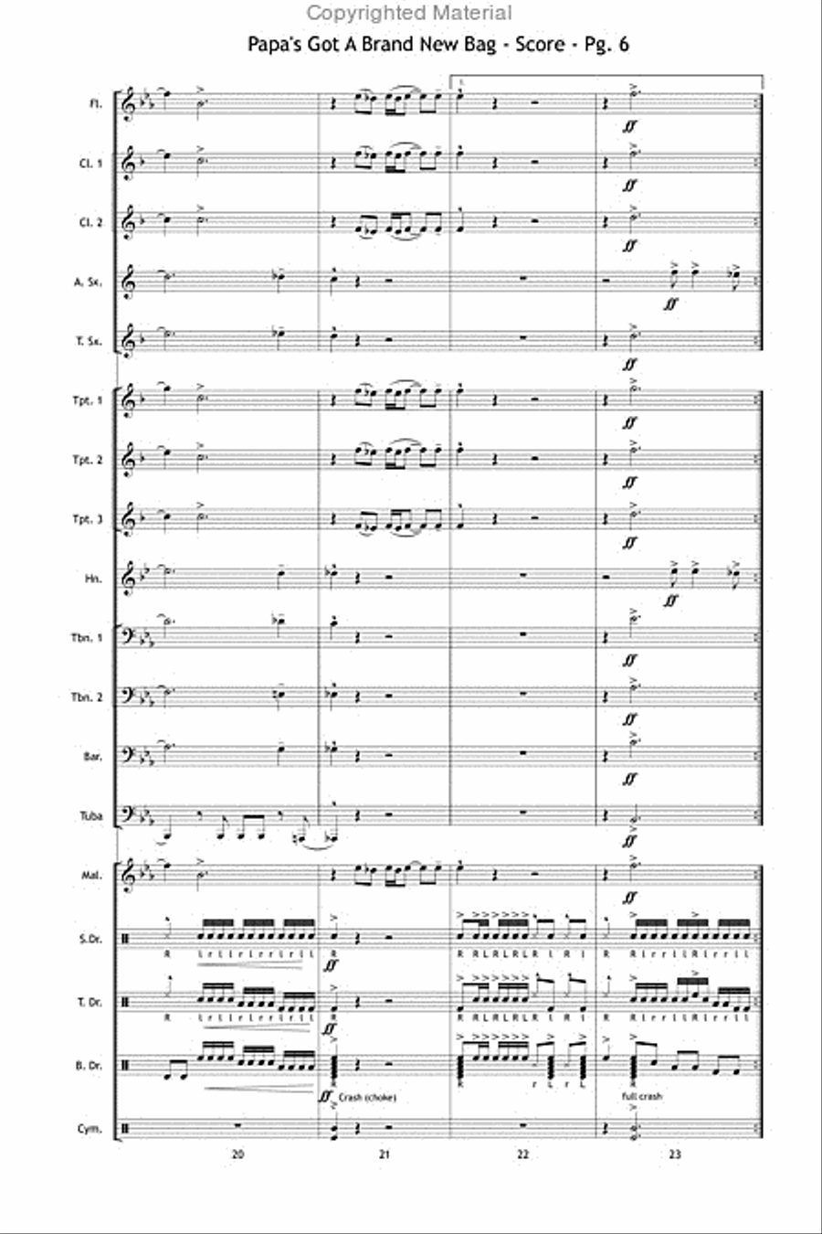 Papa's Got a Brand New Bag Marching Band scores gallery preview page 7