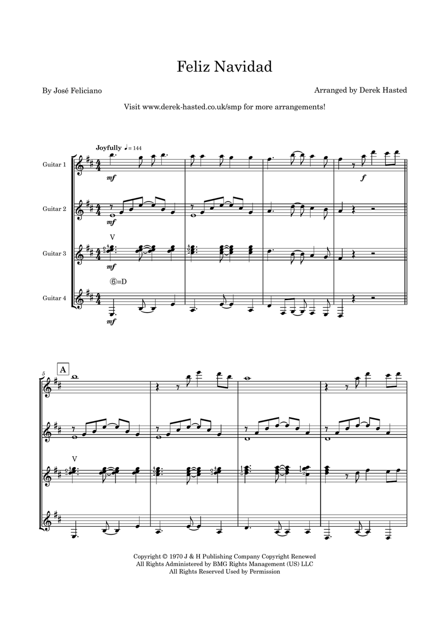 Feliz Navidad Guitar Ensemble scores gallery preview page 4