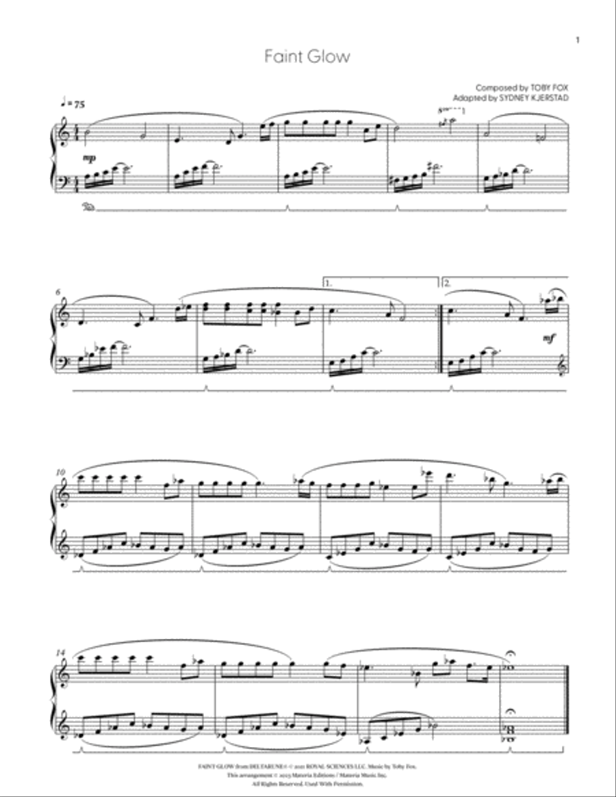 Faint Glow (DELTARUNE Chapter 2 - Piano Sheet Music) Easy Piano scores gallery preview page 2