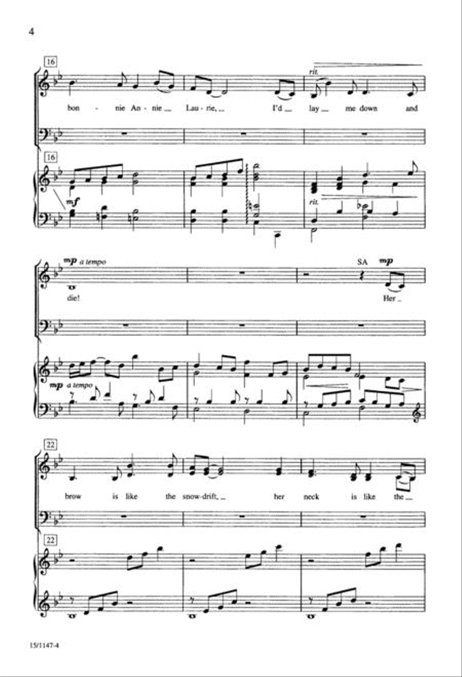 Annie Laurie 4-Part scores gallery preview page 4