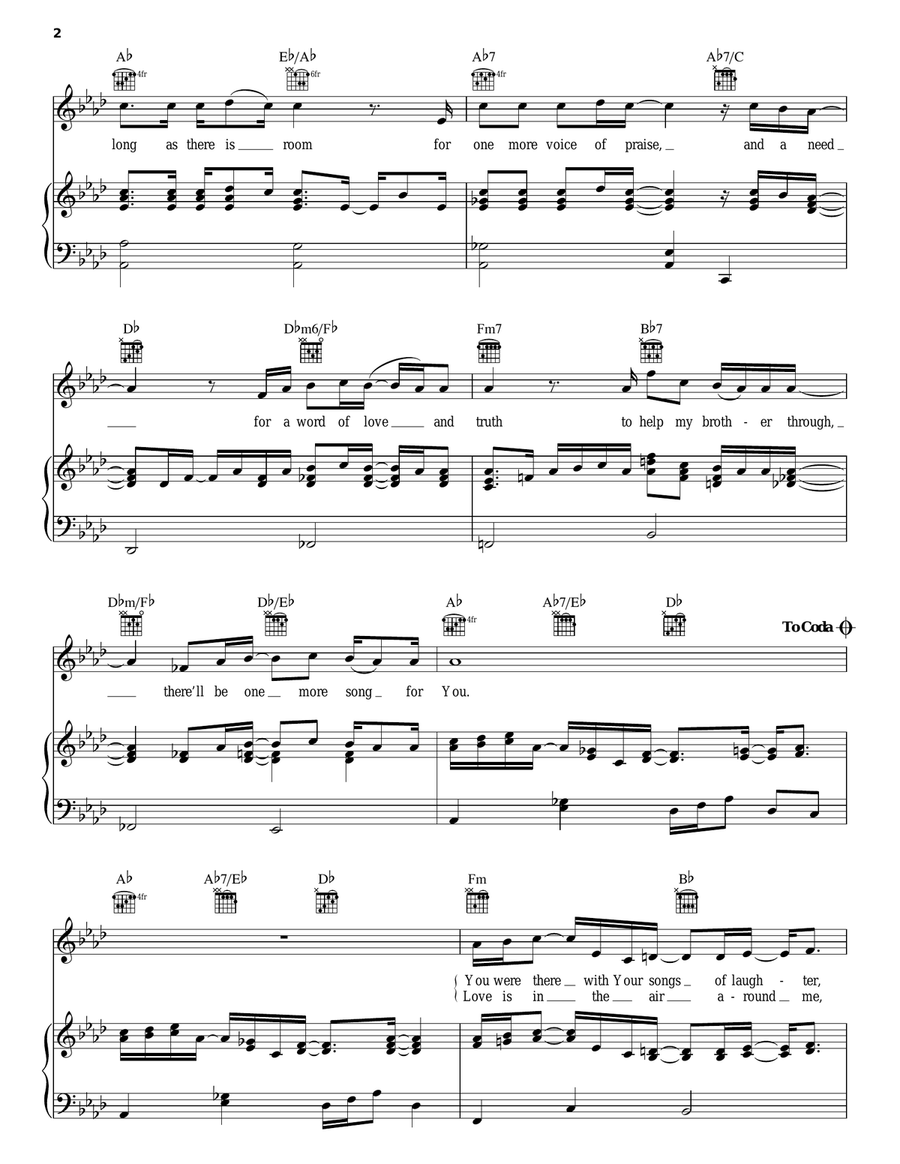 One More Song For You Piano, Vocal, Guitar scores gallery preview page 2