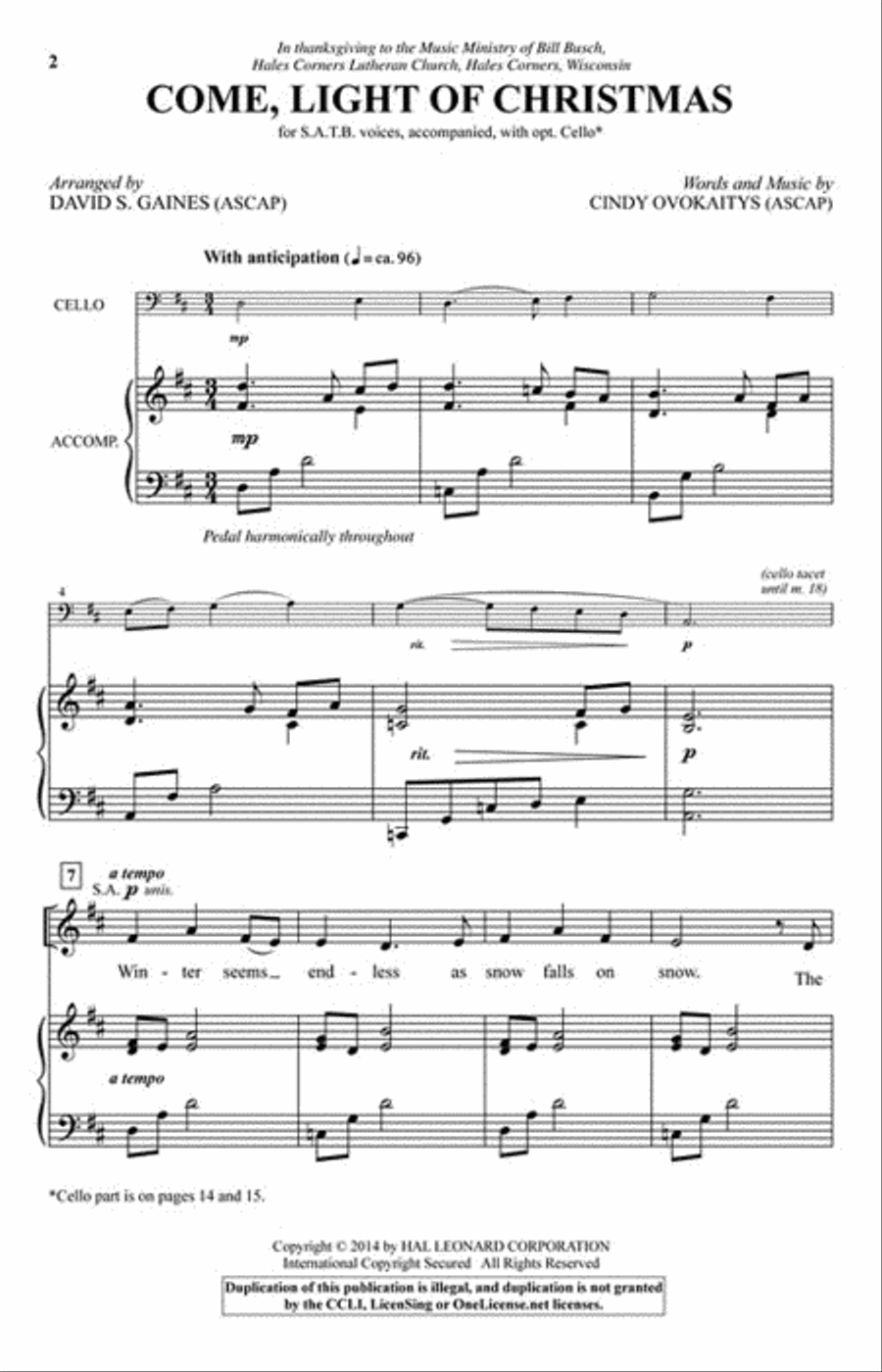 Come, Light Of Christmas 4-Part scores gallery preview page 2