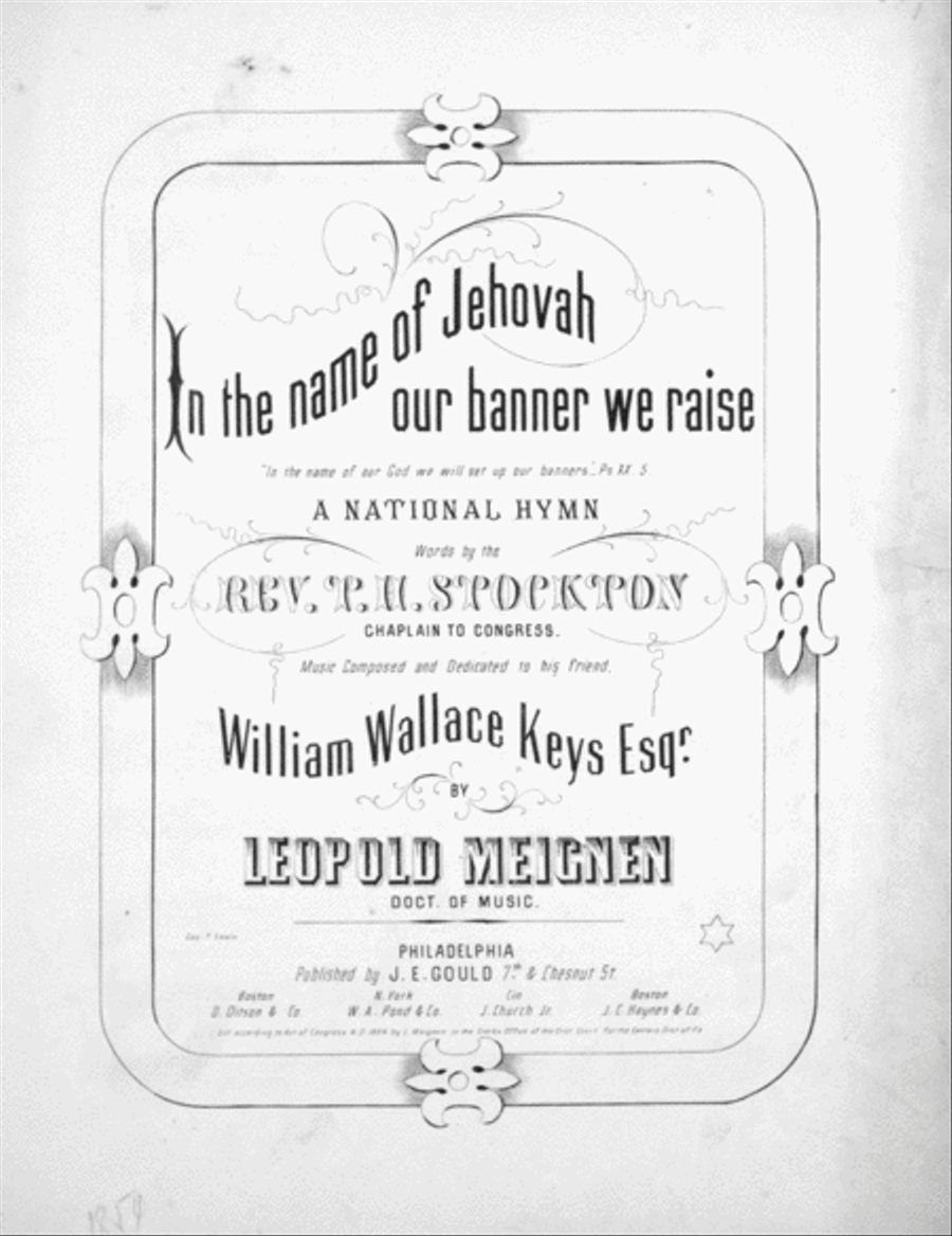 In the name of Jehovah our banner we raise. A National Hymn Voice scores gallery preview page 1