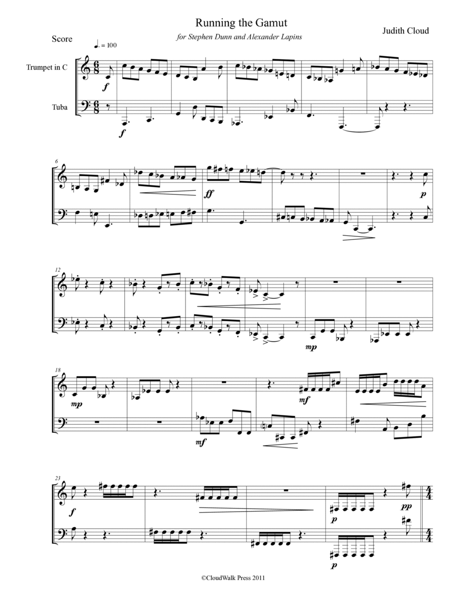 Running the Gamut (For Trumpet & Tuba) Brass Duet scores gallery preview page 1