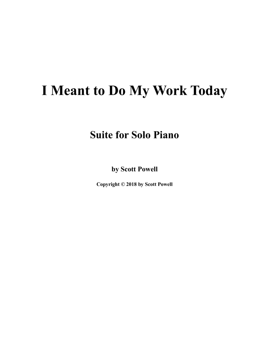 I Meant to Do My Work Today (Suite for Piano) Piano Solo scores gallery preview page 1
