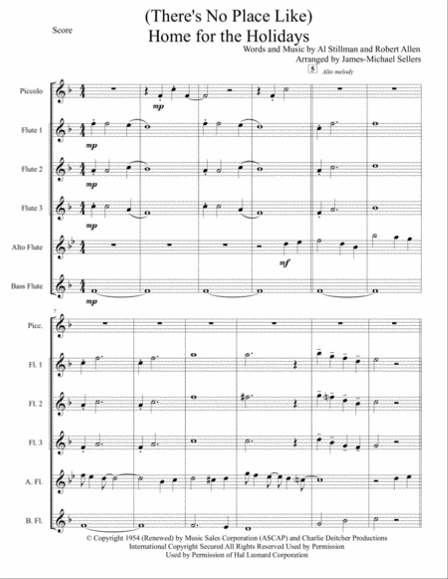 (There's No Place Like) Home For The Holidays by Perry Como Flute Choir - Digital Sheet Music