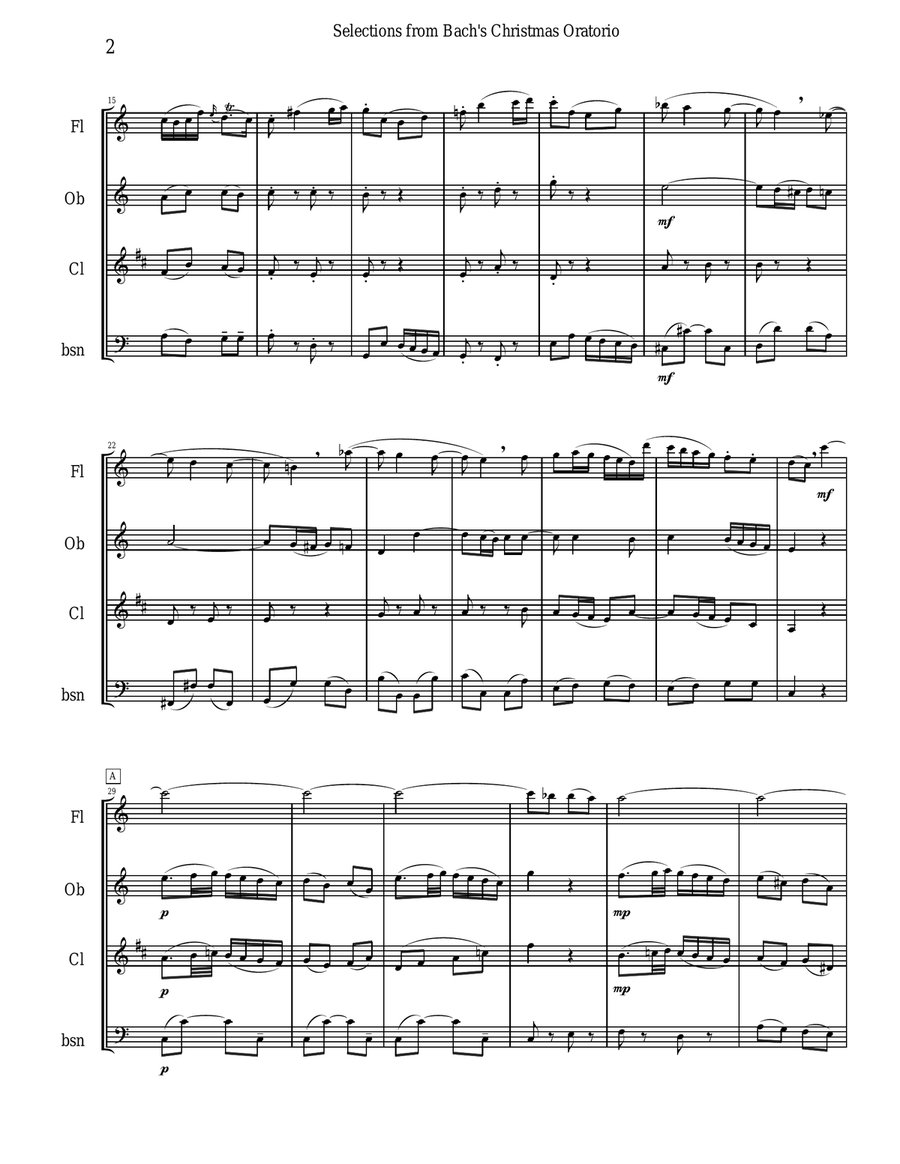 Bach's Christmas Oratorio Selections for Woodwind Quartet Woodwind Quartet scores gallery preview page 2