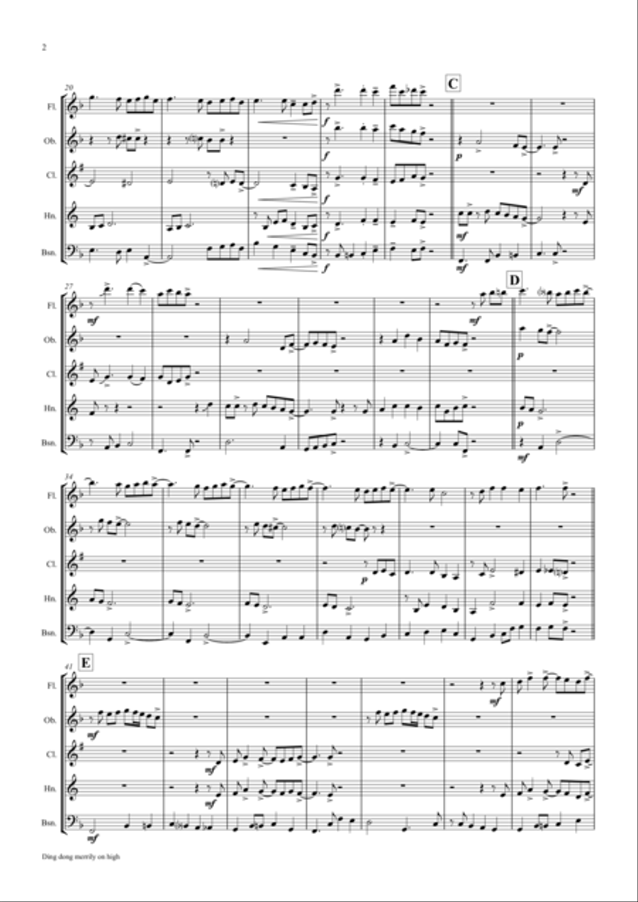 Ding dong merrily on high - Swing - Wind Quintet Woodwind Quintet scores gallery preview page 3