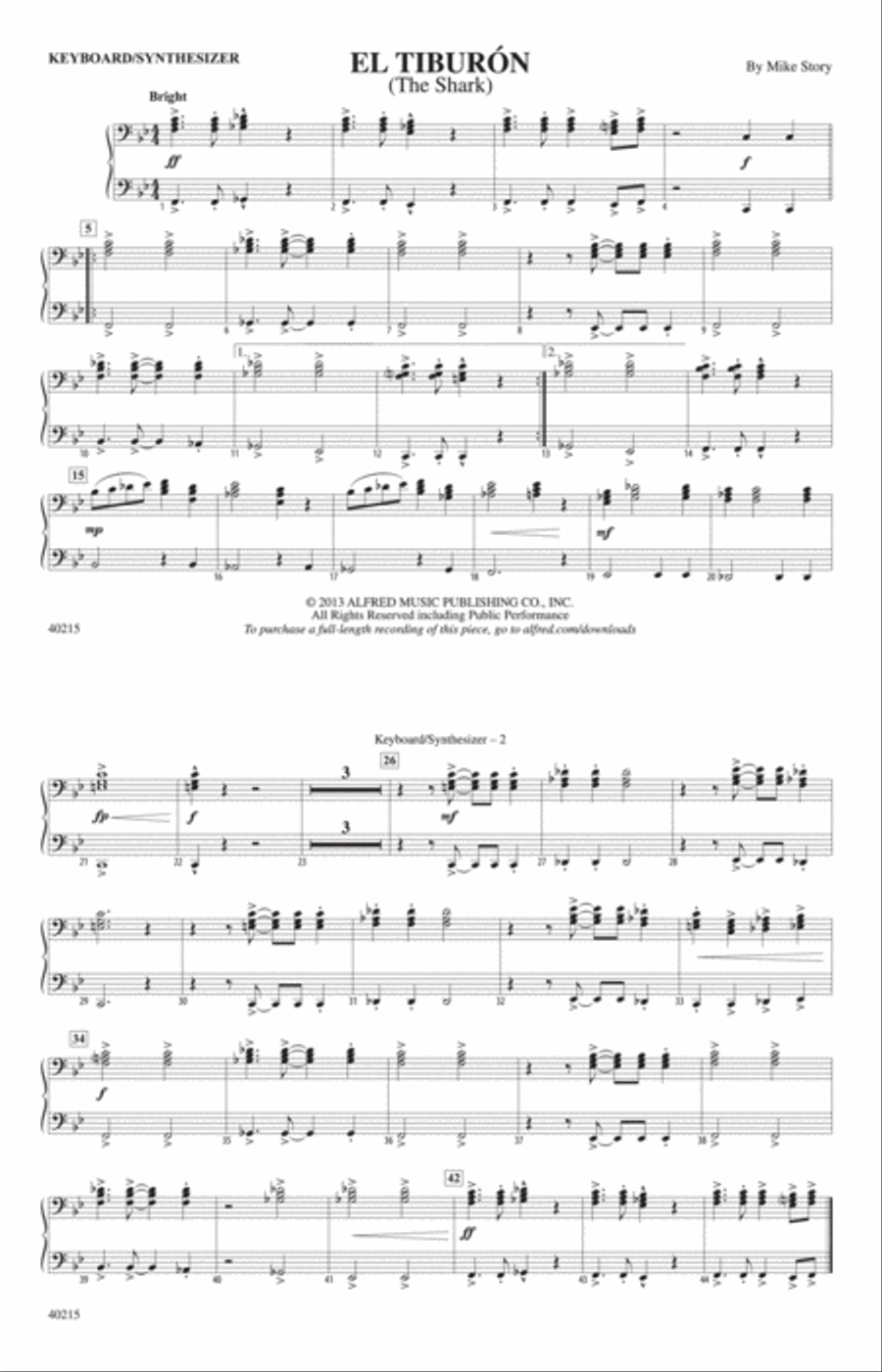 El Tiburón: Keyboard/Synthesizer Marching Band scores gallery preview page 1