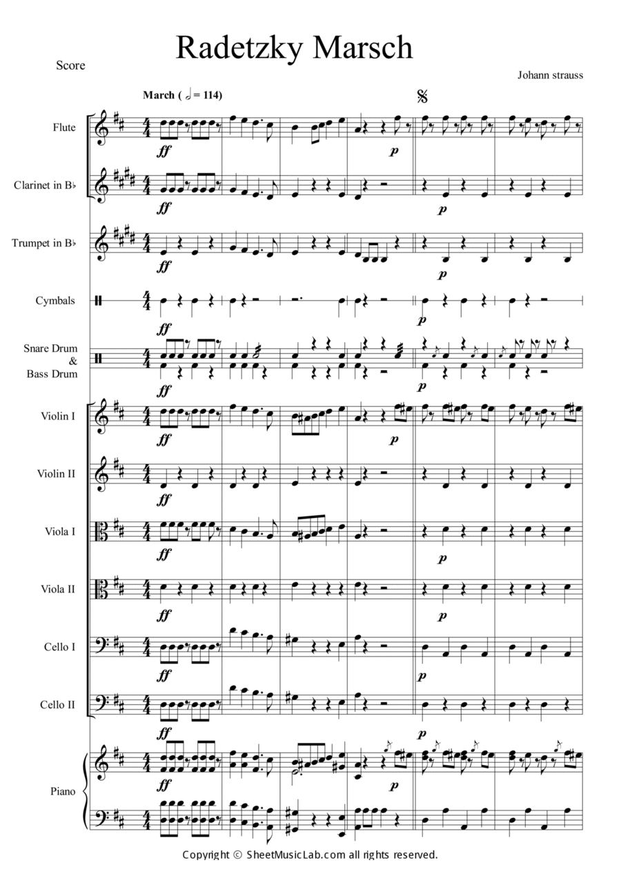 Radetzky Marsch Orchestra scores gallery preview page 1