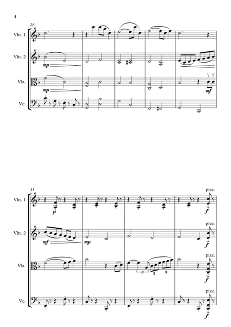 Singing In The Rain String Quartet scores gallery preview page 4
