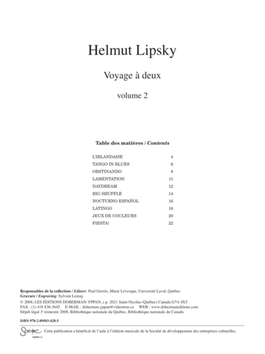Voyage à deux, volume 2 Violin scores gallery preview page 1