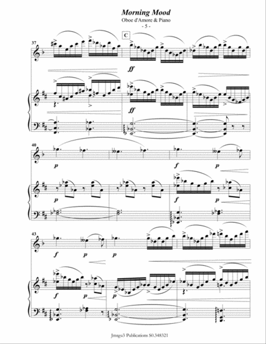 Grieg: Morning Mood from Peer Gynt Suite for Oboe d'Amore & Piano Oboe scores gallery preview page 6