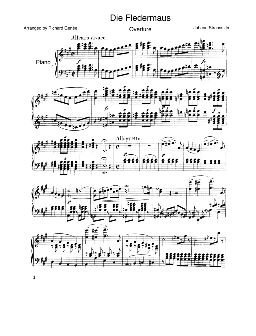 Die Fledermaus Overture for Piano solo image number null