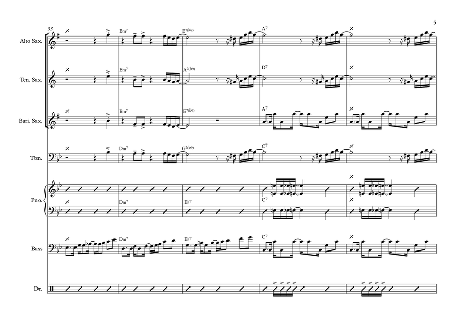 The Chicken with Soul Intro - Jaco Pastorius Jazz Ensemble scores gallery preview page 5