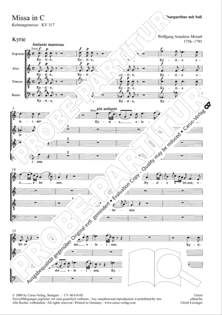 Mass in C (Missa in C) 4-Part scores gallery preview page 2