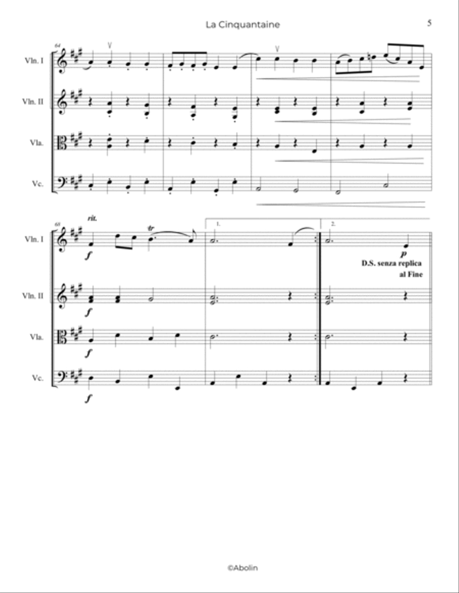 Marie: La Cinquantaine - String Quartet String Quartet scores gallery preview page 6