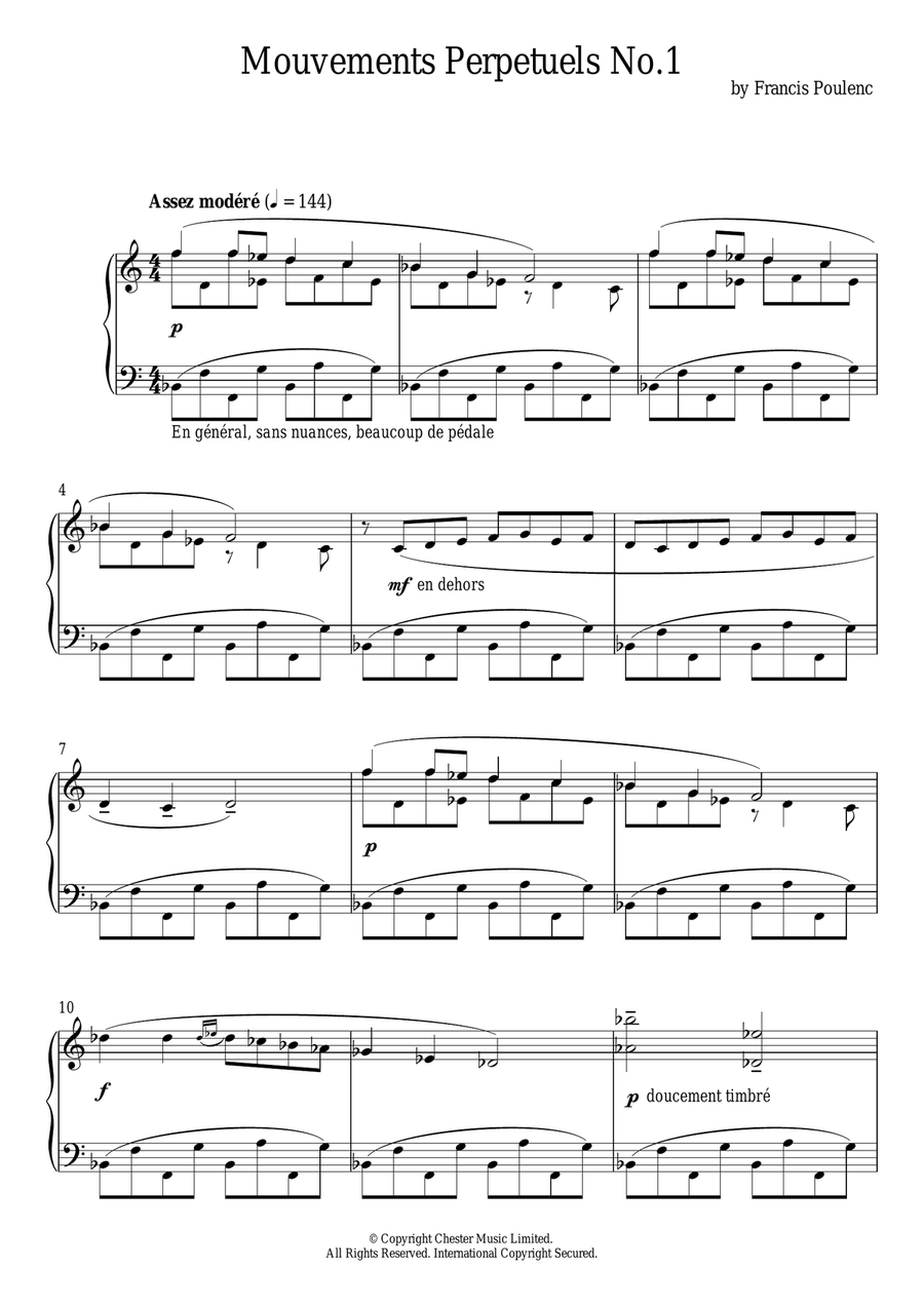 Mouvement Perpetuel No. 1 Piano Solo scores gallery preview page 1