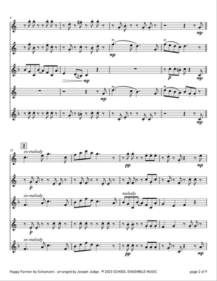 Happy Farmer by Schumann for Saxophone Quartet in Schools Saxophone Quartet scores gallery preview page 2