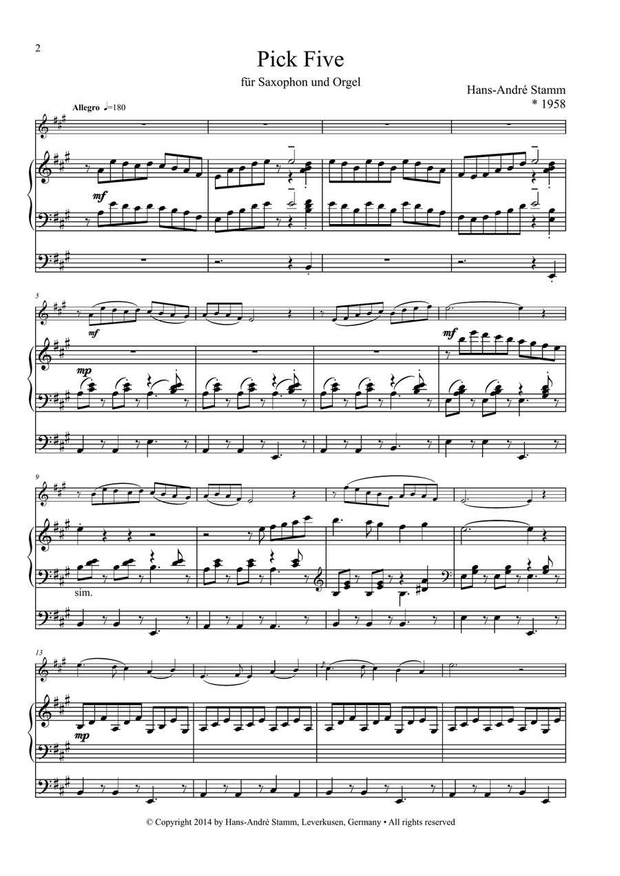 Six Pieces for Saxophone & Organ Woodwind Duet scores gallery preview page 2