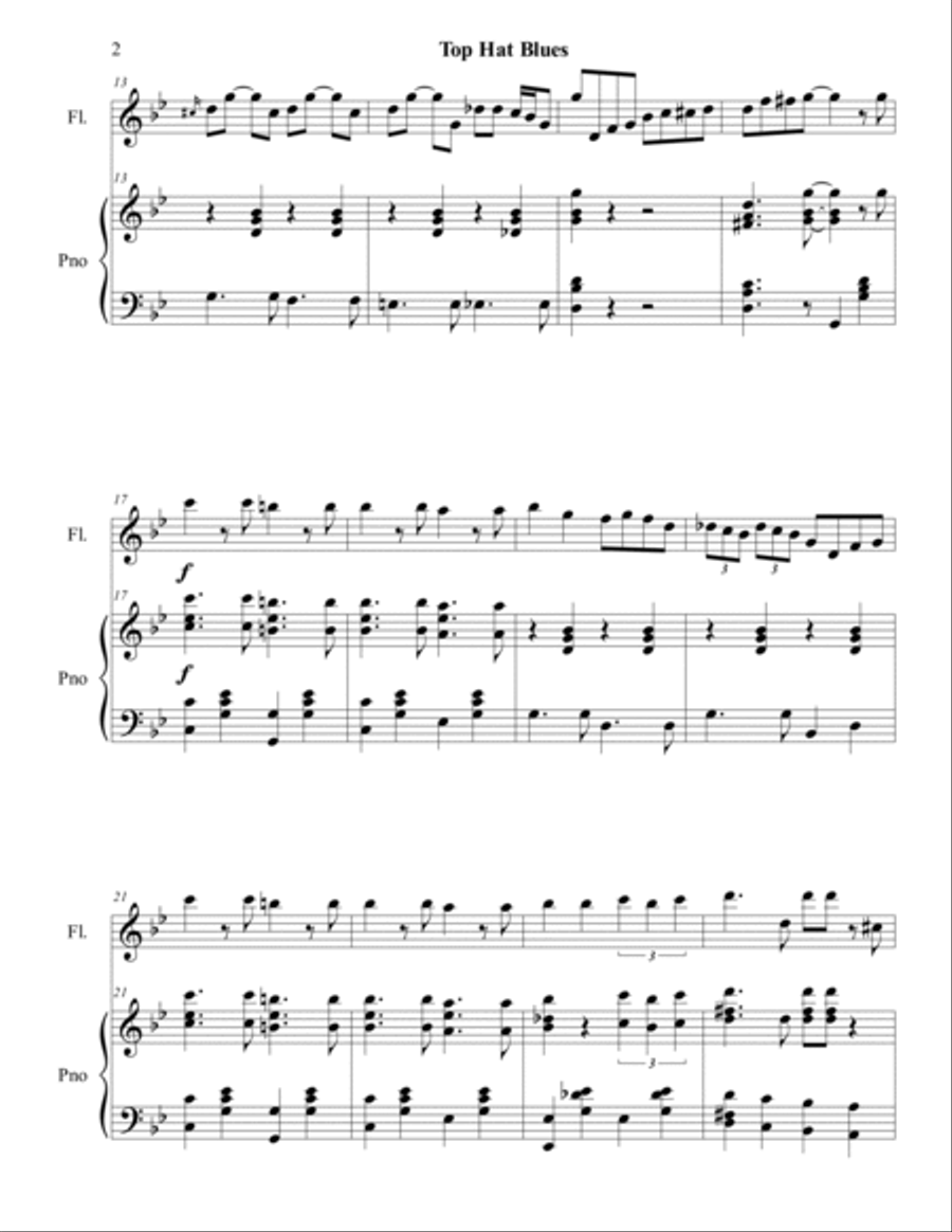 Top Hat Blues - C Flute and Piano Jazz Ensemble scores gallery preview page 4