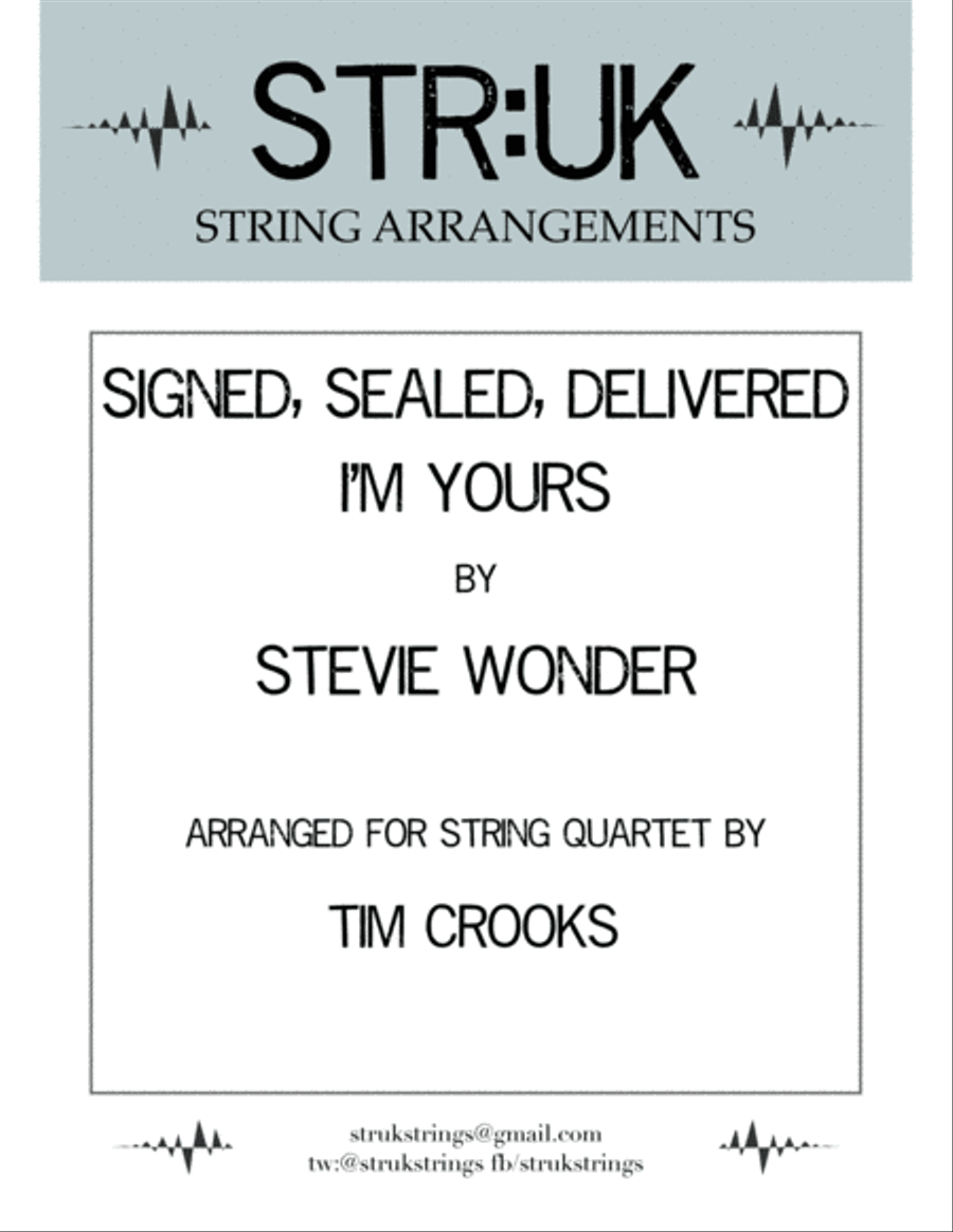 Signed, Sealed, Delivered I'm Yours String Quartet scores gallery preview page 1