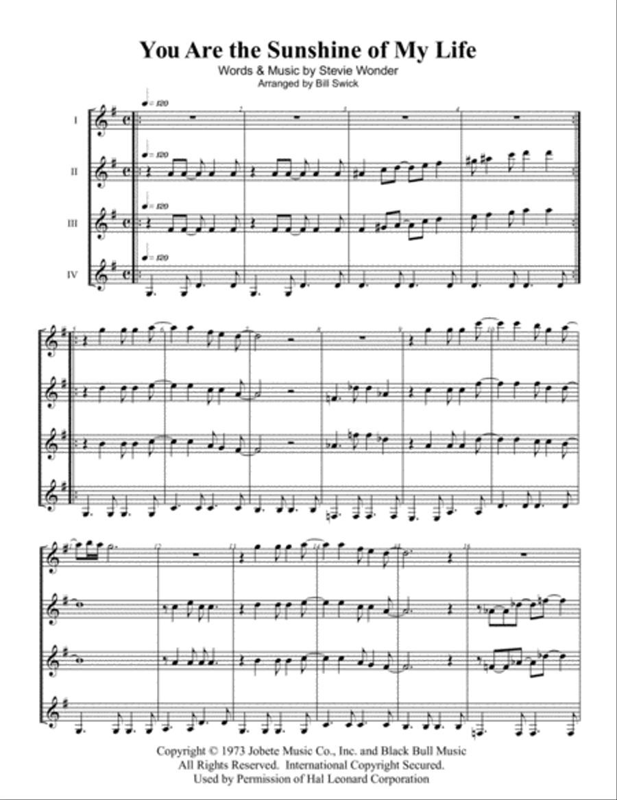 You Are The Sunshine Of My Life Electric Guitar scores gallery preview page 1