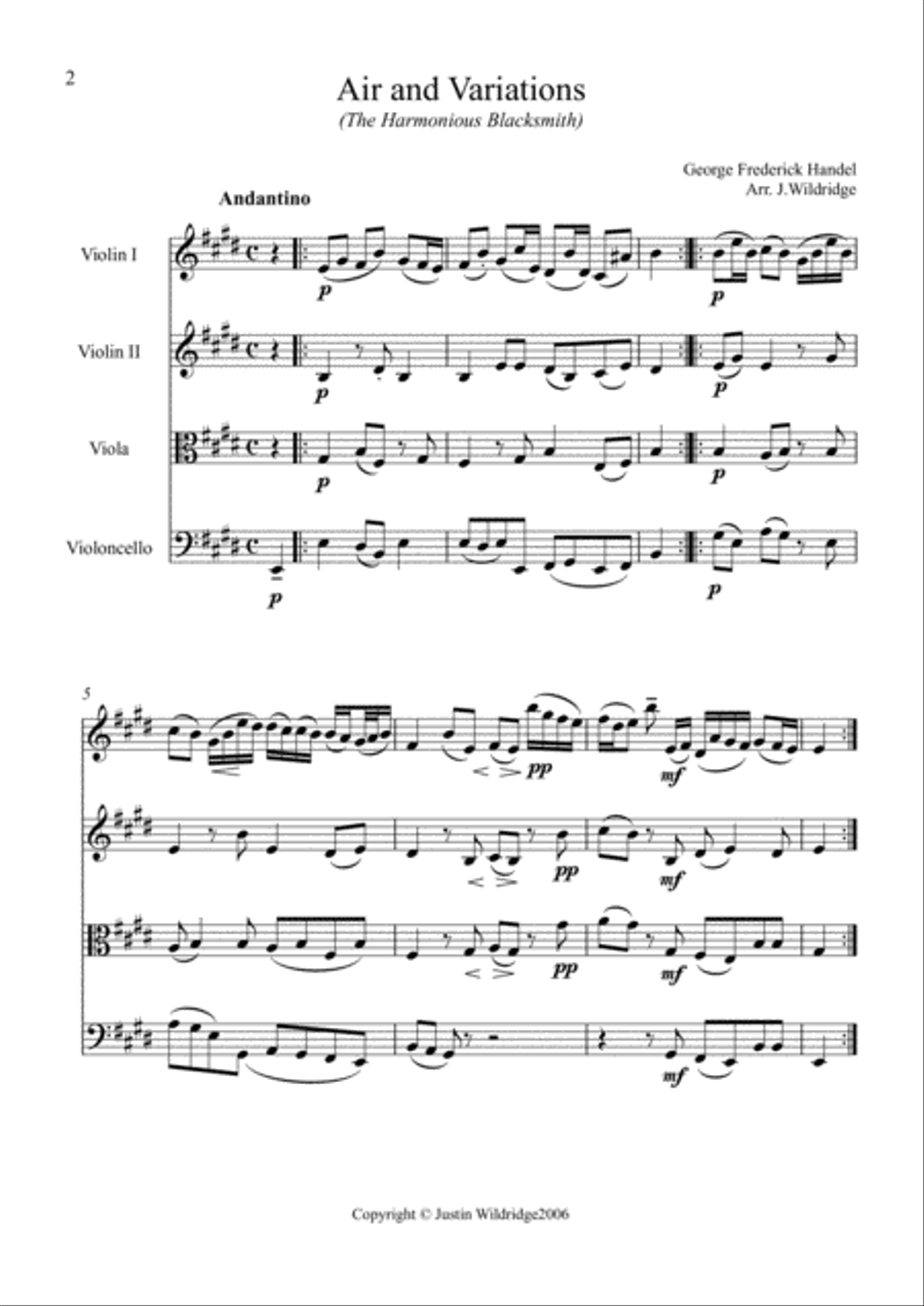 The Harmonious Blacksmith String Quartet scores gallery preview page 2