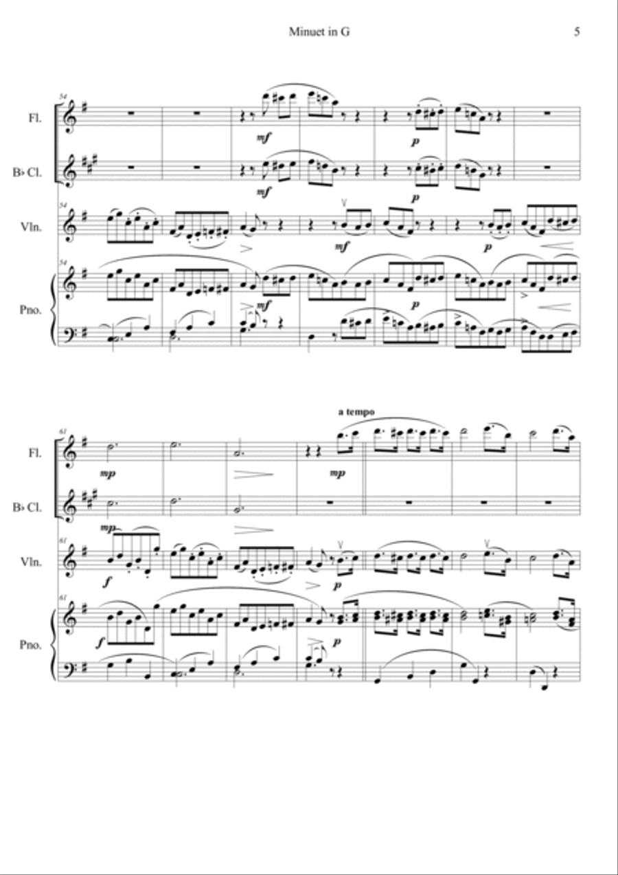 Minuet in G major Minuet in G major Clarinet scores gallery preview page 5