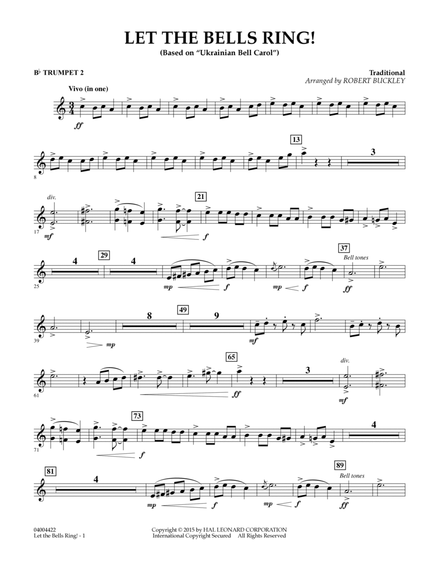 Let the Bells Ring! - Bb Trumpet 2 B-Flat Trumpet scores gallery preview page 1