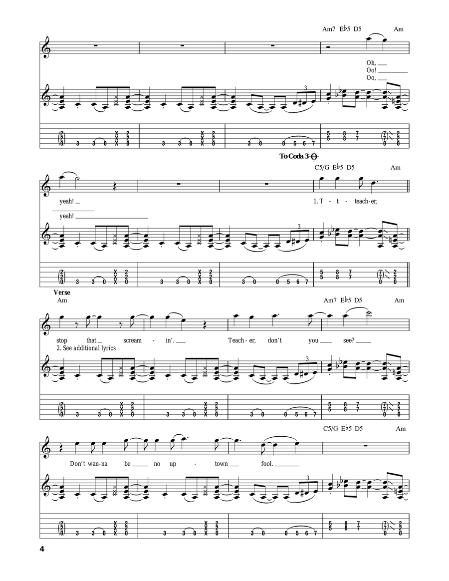 Hot For Teacher Acoustic Guitar scores gallery preview page 4