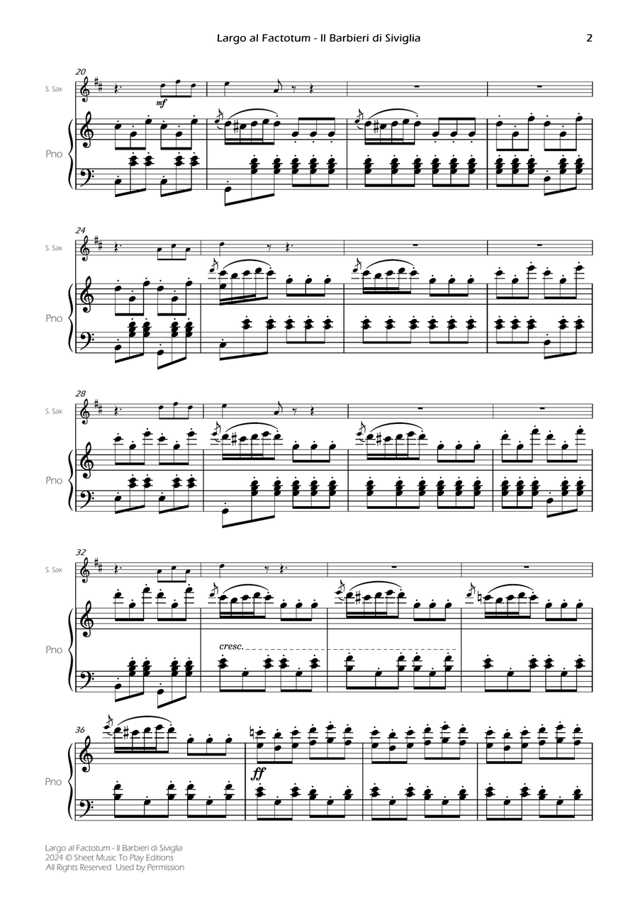 Largo al Factotum - Soprano Sax and Piano (Full Score and Parts) Soprano Saxophone scores gallery preview page 4