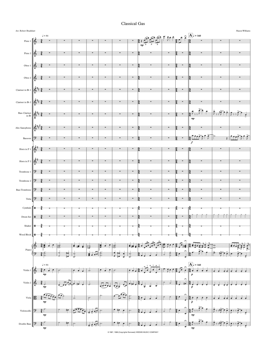 Classical Gas Full Orchestra scores gallery preview page 1