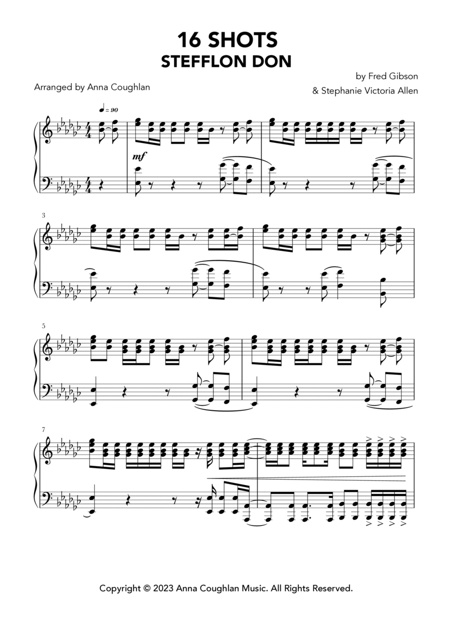 16 Shots 16 Shots Piano Solo scores gallery preview page 1