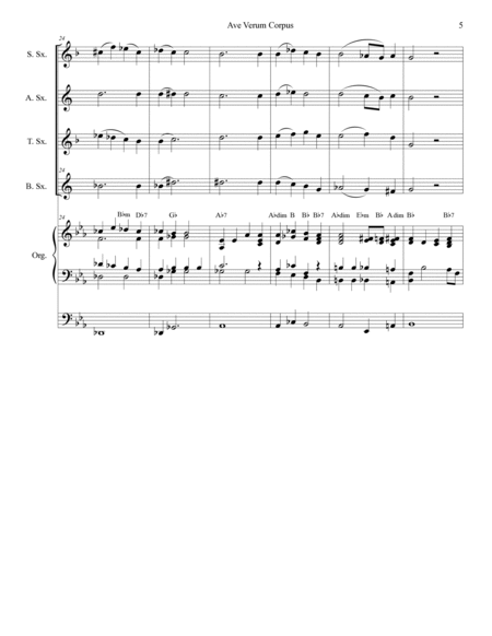 Ave Verum Corpus (Saxophone Quartet - Organ accompaniment) image number null