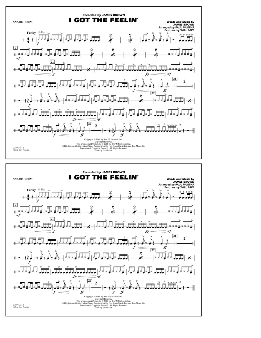 I Got the Feelin' - Snare Drum