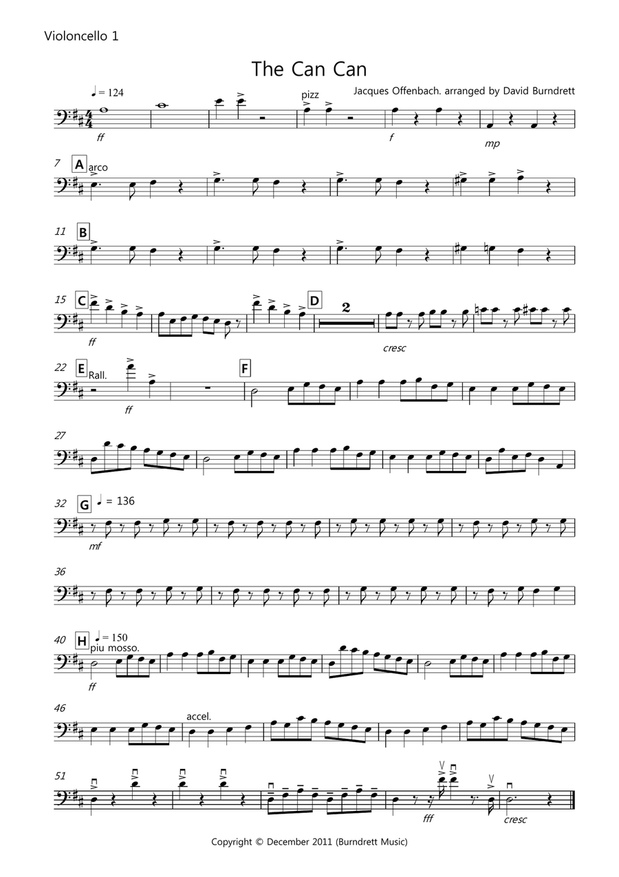 The Can Can for Cello Quartet Cello Solo scores gallery preview page 5