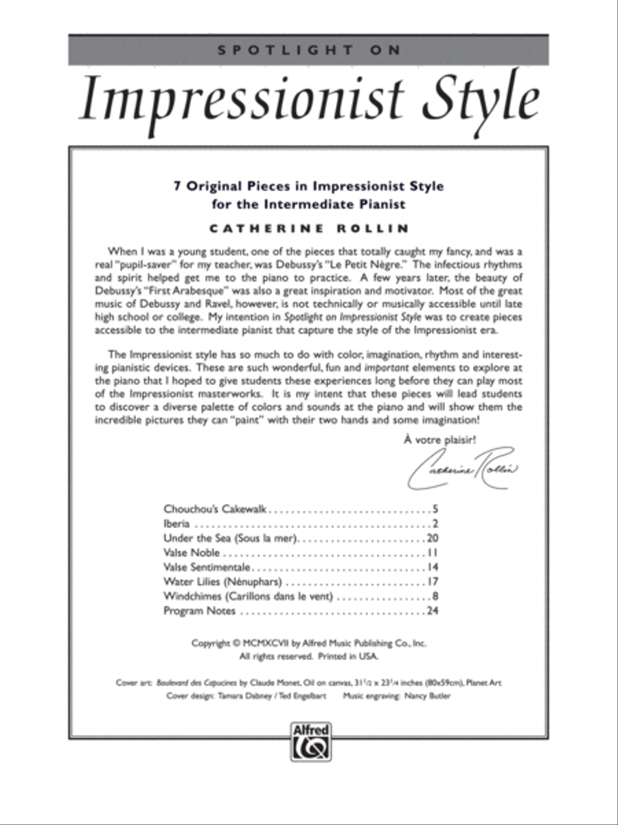 Spotlight on Impressionist Style Piano Solo scores gallery preview page 6