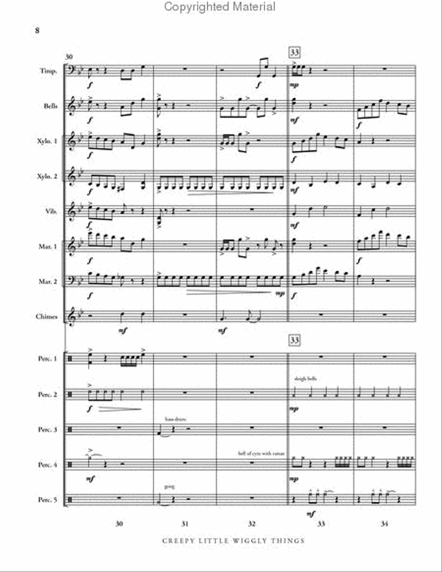 Creepy Little Wiggly Things Percussion Ensemble scores gallery preview page 9