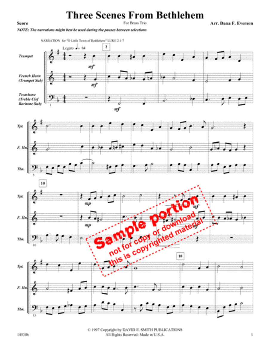 Three Scenes From Bethlehem Brass Trio scores gallery preview page 2