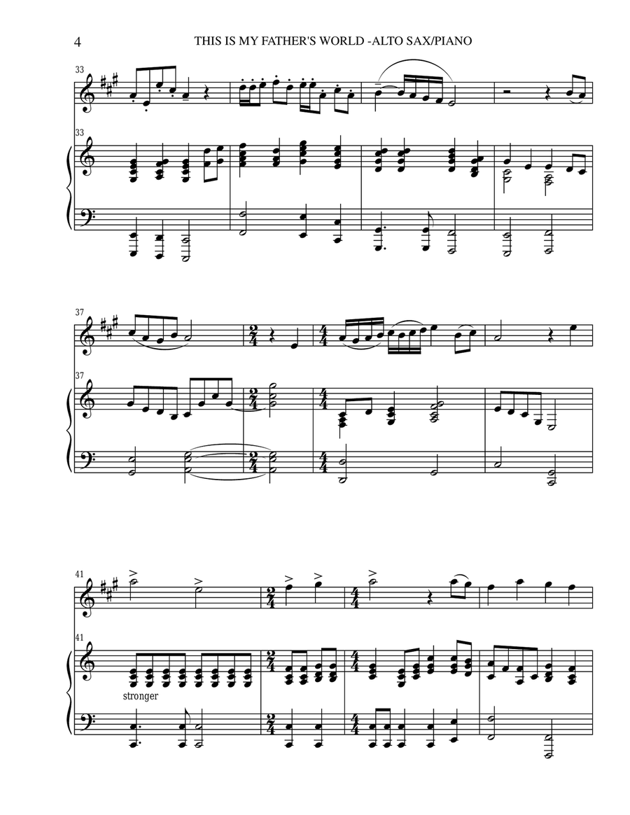 THREE HYMN ARRANGEMENTS for ALTO SAX and PIANO (Duet – Sax/Piano with Sax Part) Woodwind Duet scores gallery preview page 5