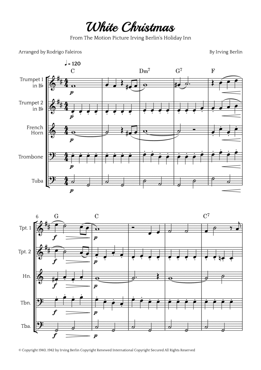 White Christmas Brass Quintet scores gallery preview page 1