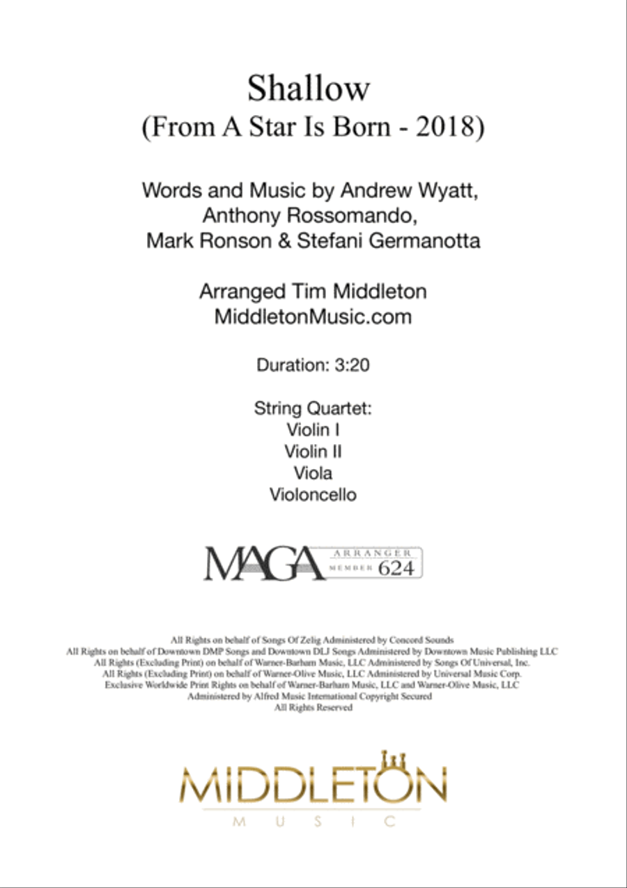 Shallow Shallow String Quartet scores gallery preview page 1