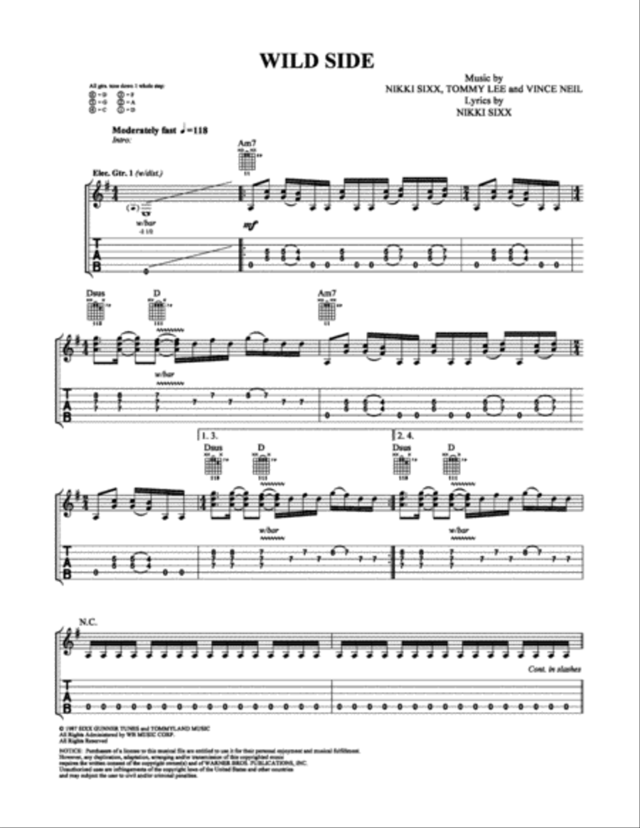 Wild Side Electric Guitar scores gallery preview page 1
