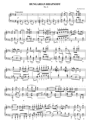Franz Liszt Hungarian Rhapsody No.6 S.244 - Original With Fingered - For Piano Solo