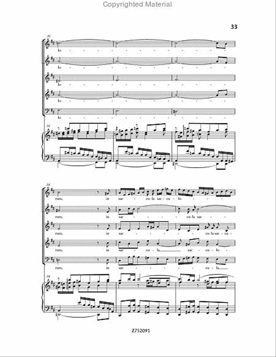 Cantata No. 191: Gloria in Excelsis Deo, BWV 191 4-Part scores gallery preview page 33