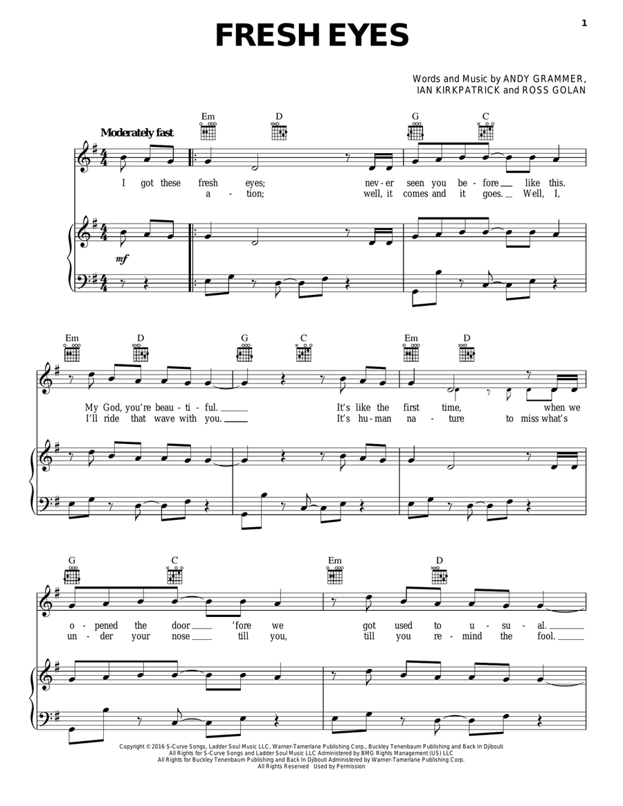 Fresh Eyes Fresh Eyes Piano, Vocal, Guitar scores gallery preview page 1