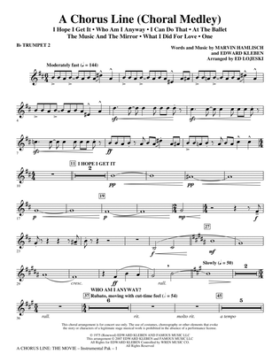 Book cover for A Chorus Line (Medley) (arr. Ed Lojeski) - Trumpet 2 in Bb